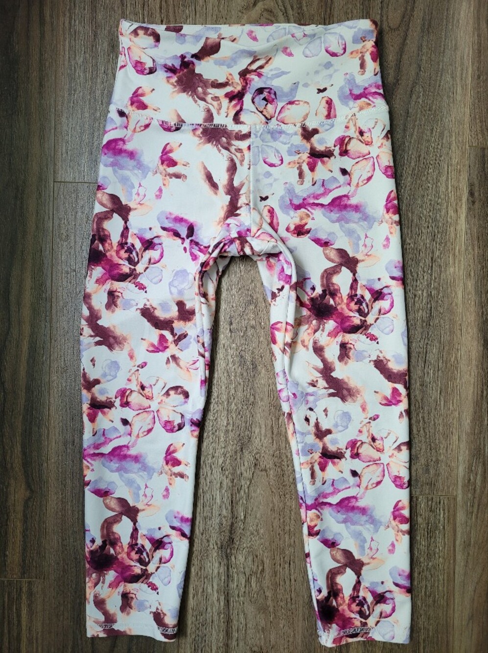 Floral Watercolor Leggings - Pink & Purple Print